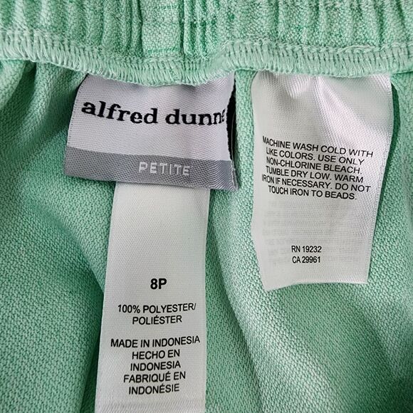 Alfred Dunner Petite Capri Pants Womens 8P Green Classic Fit Pull On Cut Out Leg - Picture 10 of 10